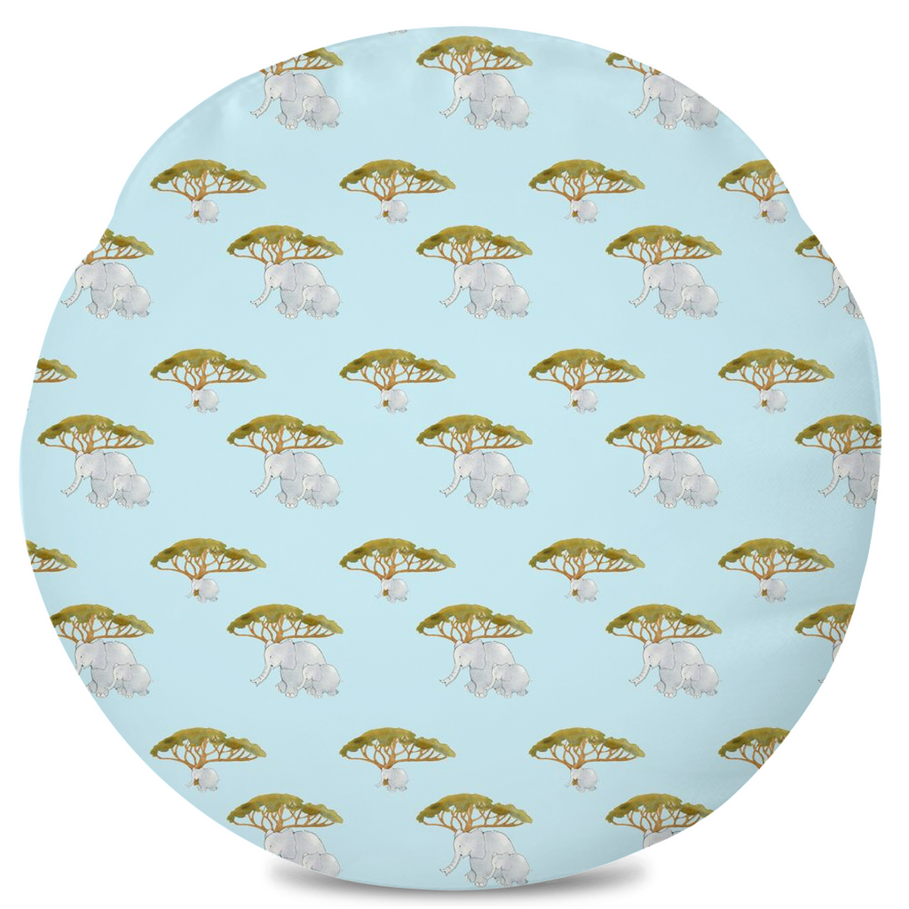 Elephant and Trees Pattern Duffle Bag (Blue)