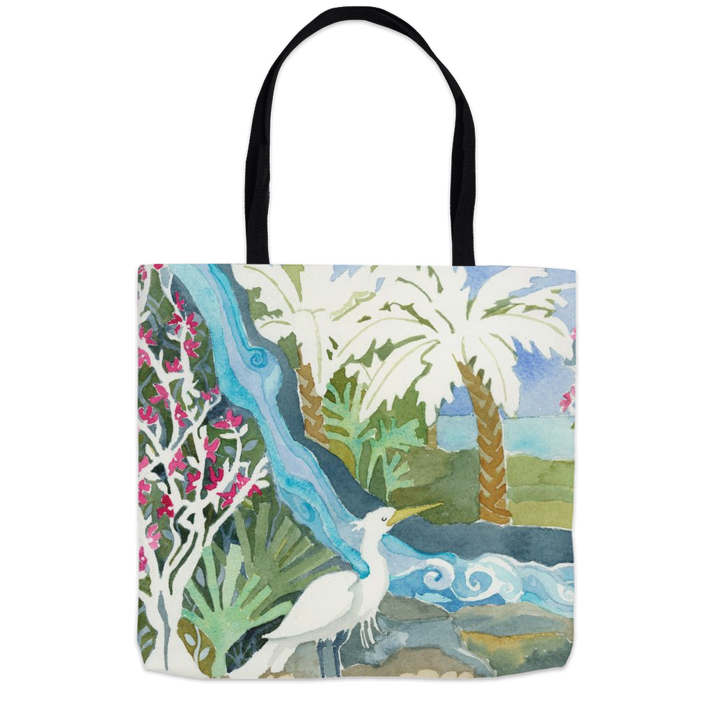 Snowy Egret Waterfall Tote Bag