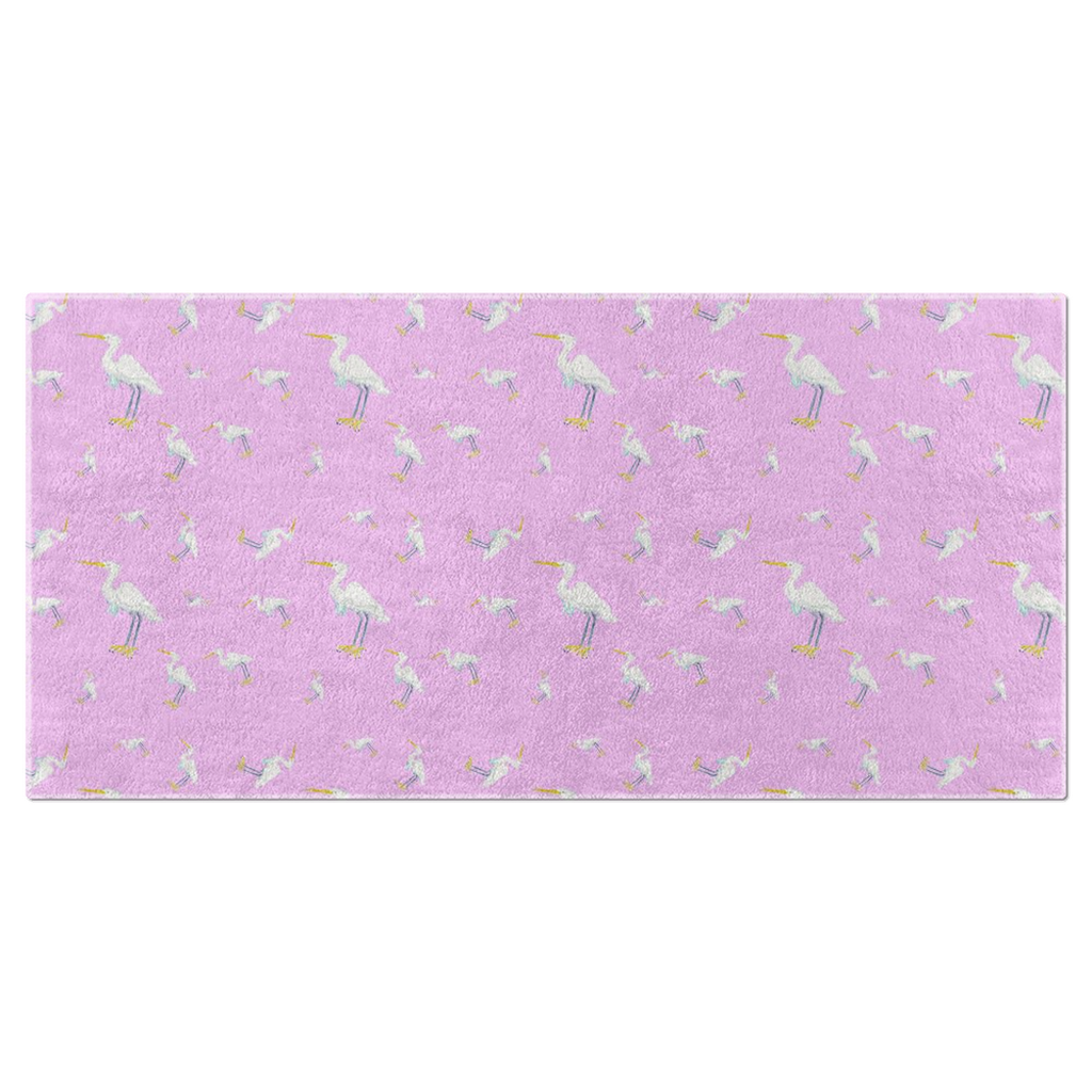 Snowy Egret Beach Towel (pink)