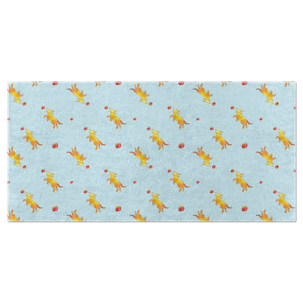 Playful Puppy Pattern Beach Towel (Blue)