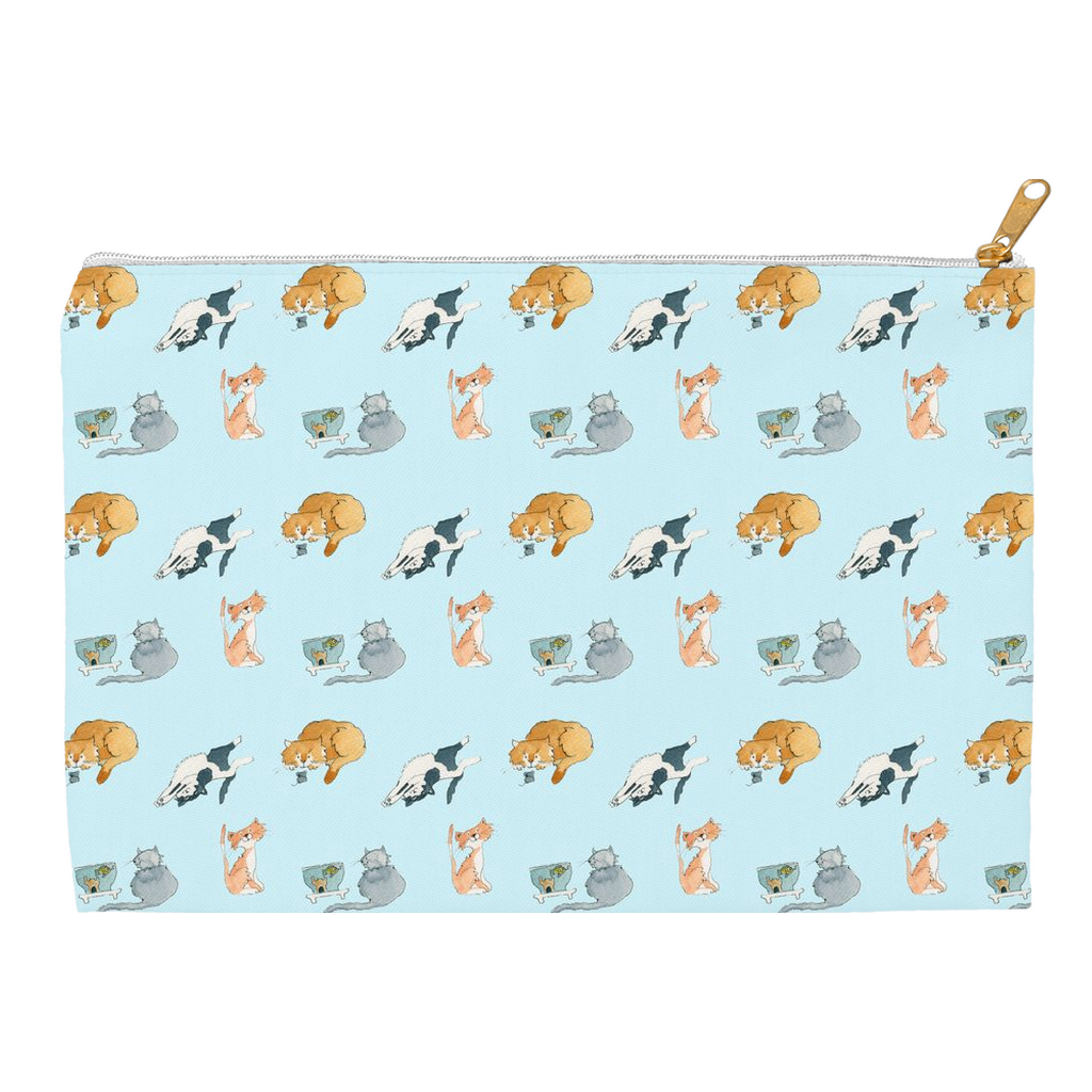 Cats Pattern Accessory Pouch (Blue)
