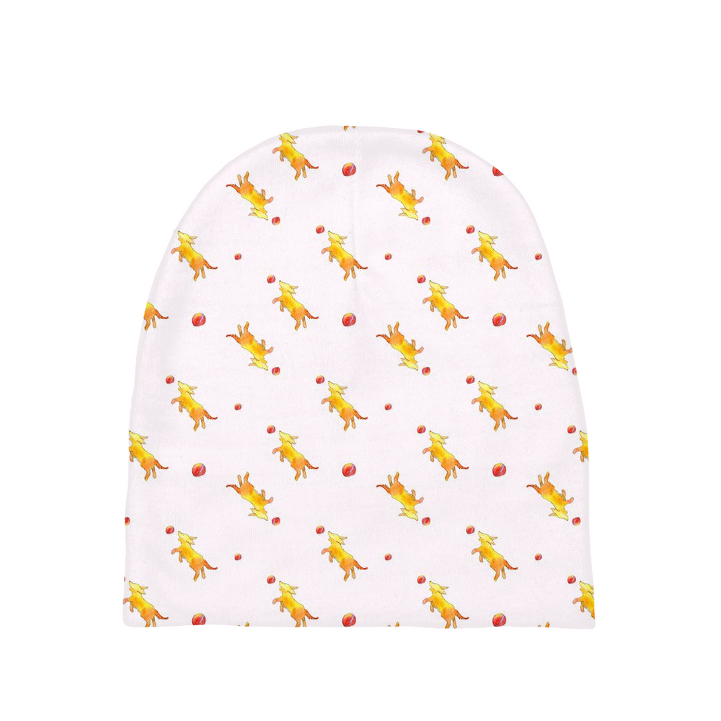 Playful Puppy Pattern Baby Beanie (Pink)