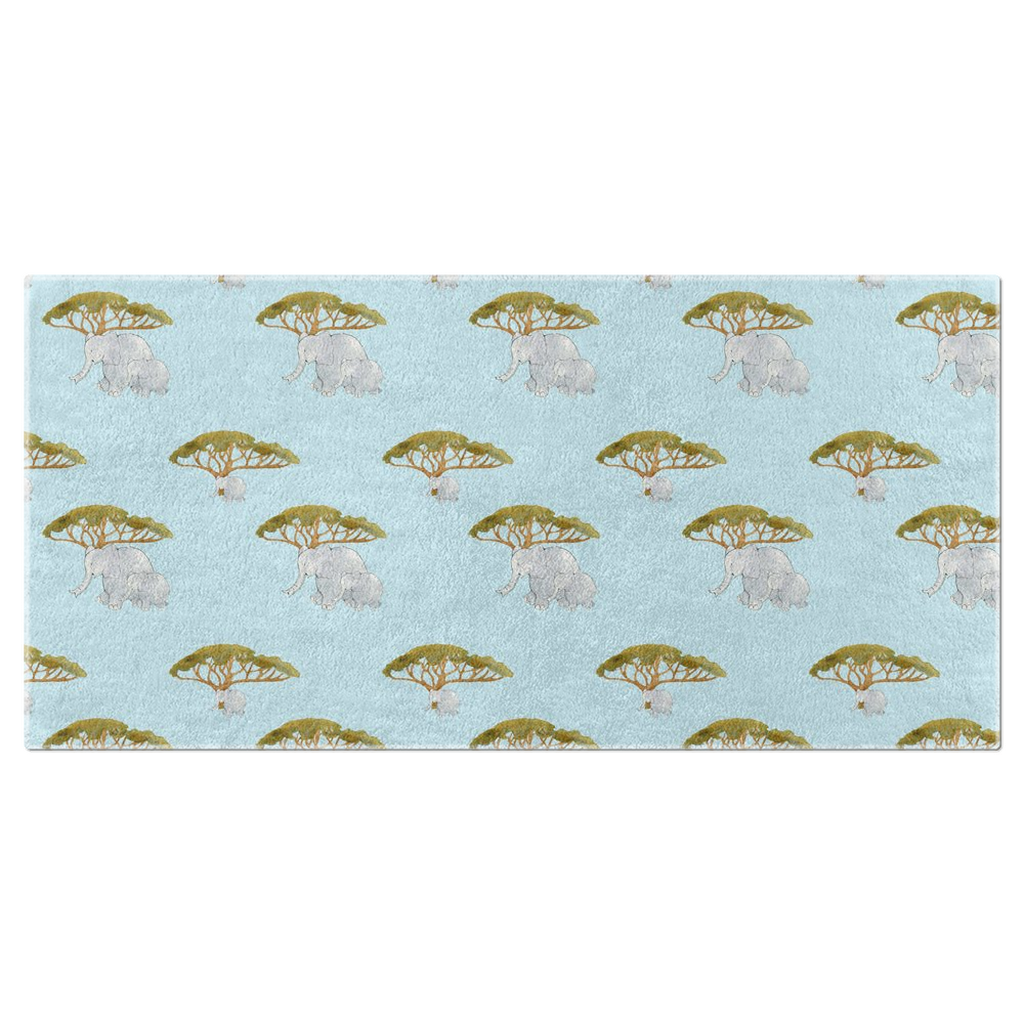 Elephant and Trees Beach Towel (Blue)