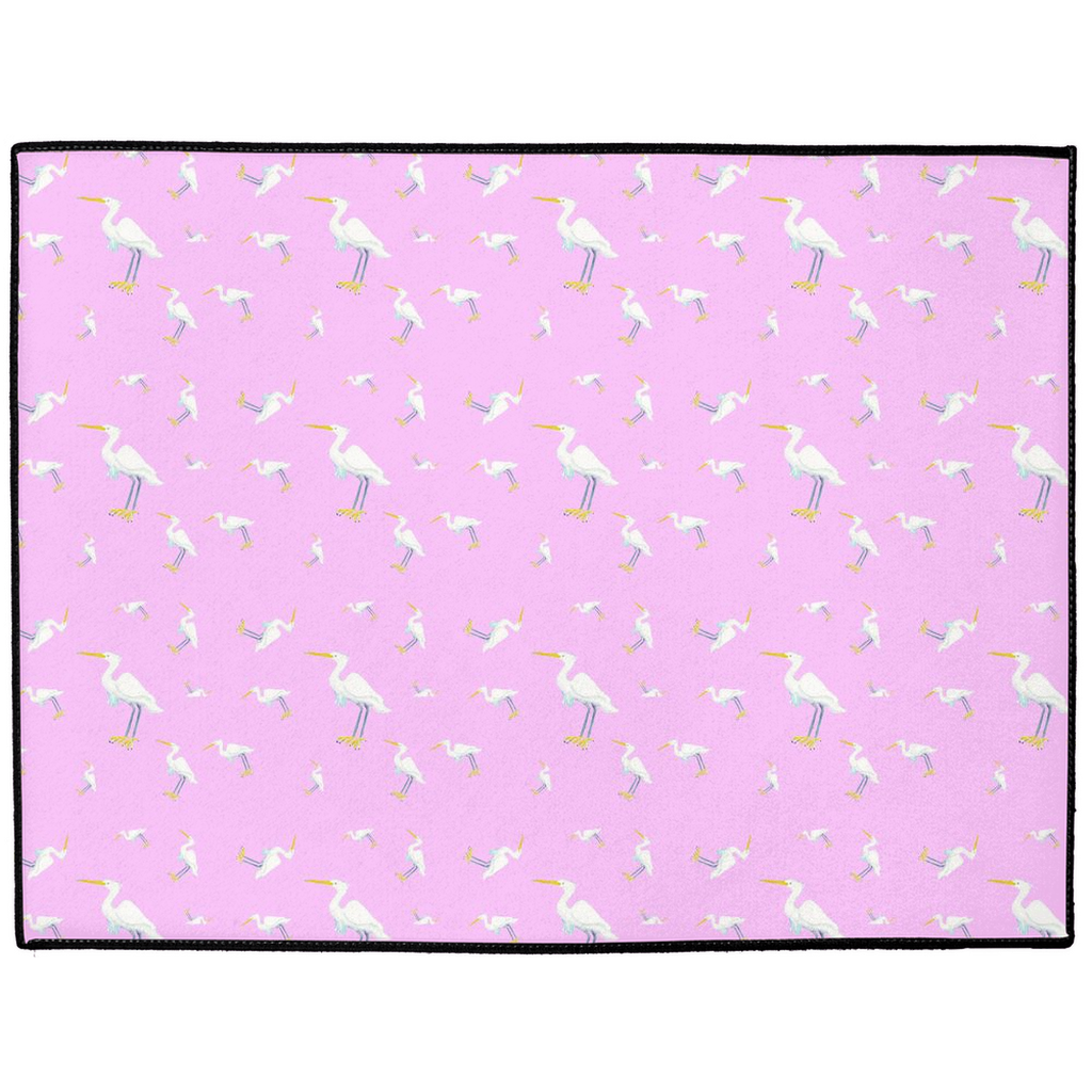 Snowy Egret Pattern Floor Mat ( Pink)