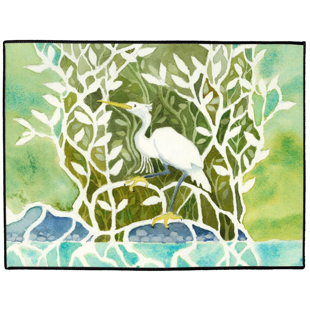 Snowy Egret Mangrove Floor Mat