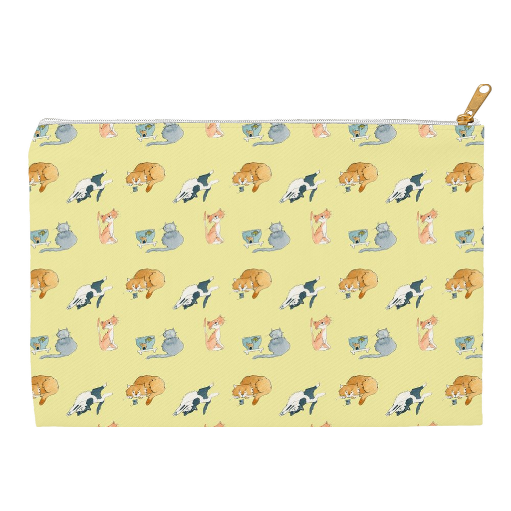 Cats Pattern Accessory Pouch (Yellow)
