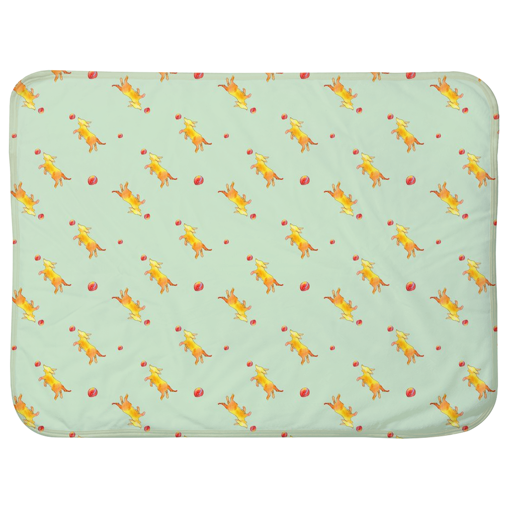 Playful Puppy Pattern Baby Sherpa Blanket (Green)