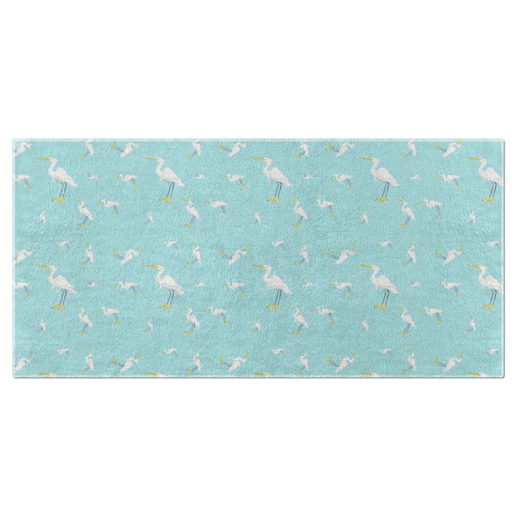 Snowy Egret Pattern Beach Towel (blue)