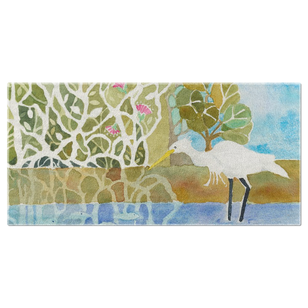 Snowy Egret Fishing Beach Towel