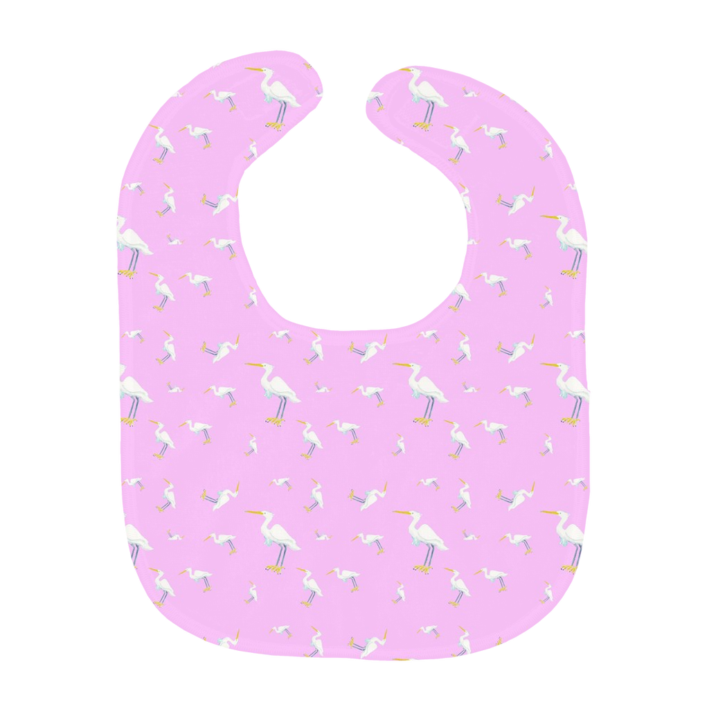 Snowy Egret Pattern Baby Bib (Pink)