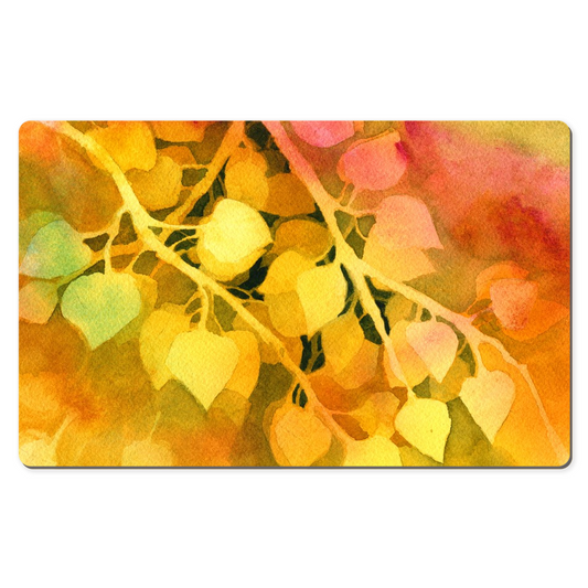 Golden Aspen Leaves Desk Mat