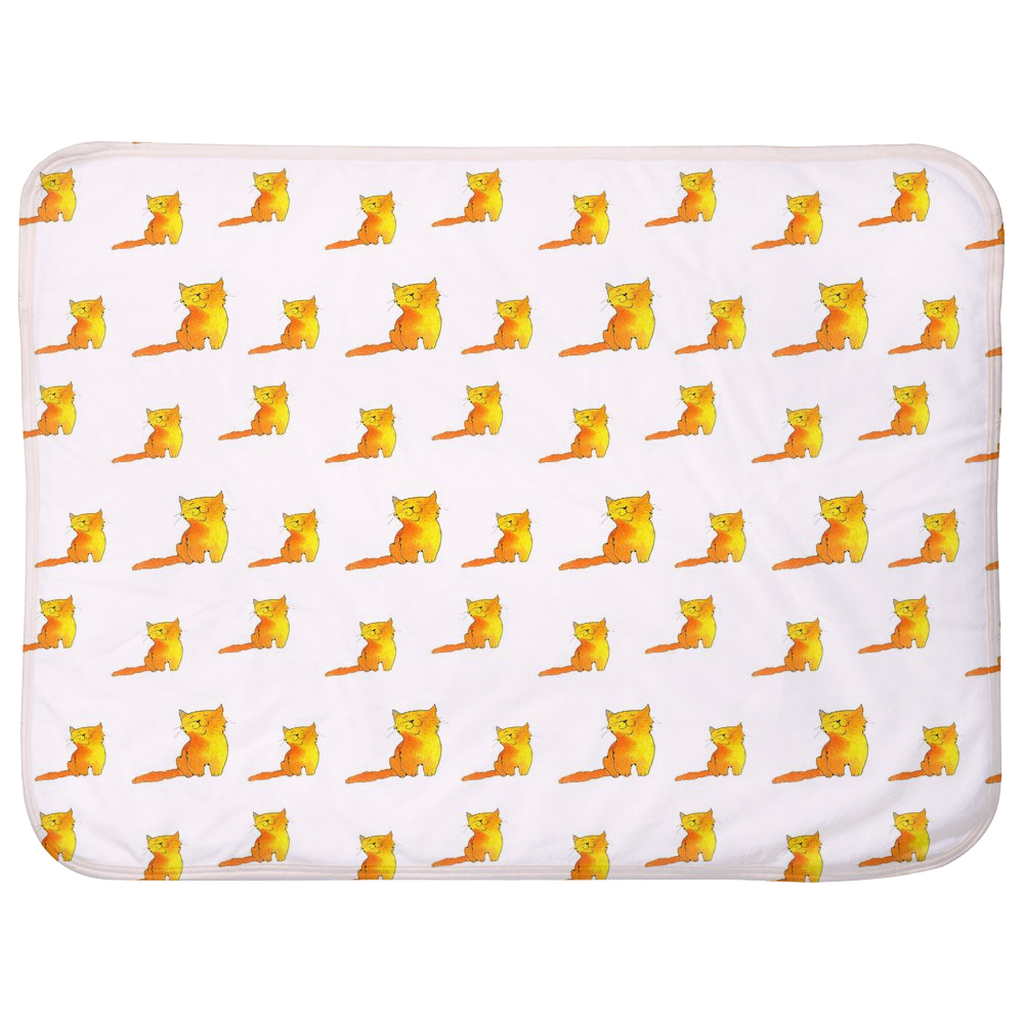 Happy Cat Pattern Baby Sherpa Blanket (Pink)