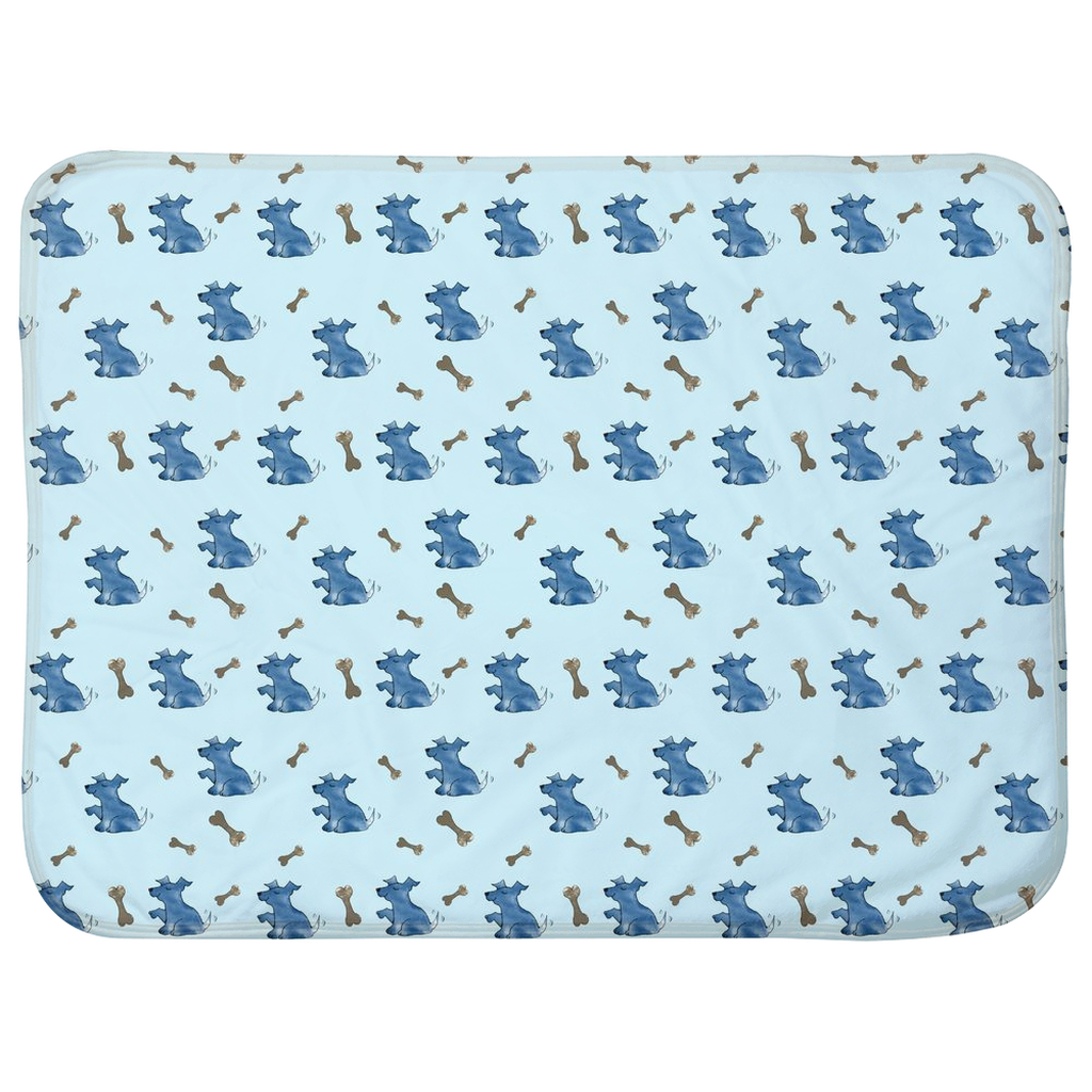 Simple Dog and Bone Baby Sherpa Blanket (Blue)