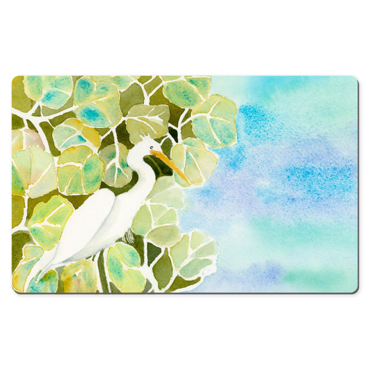 Snowy Egret and Sea Grapes Desk Mat