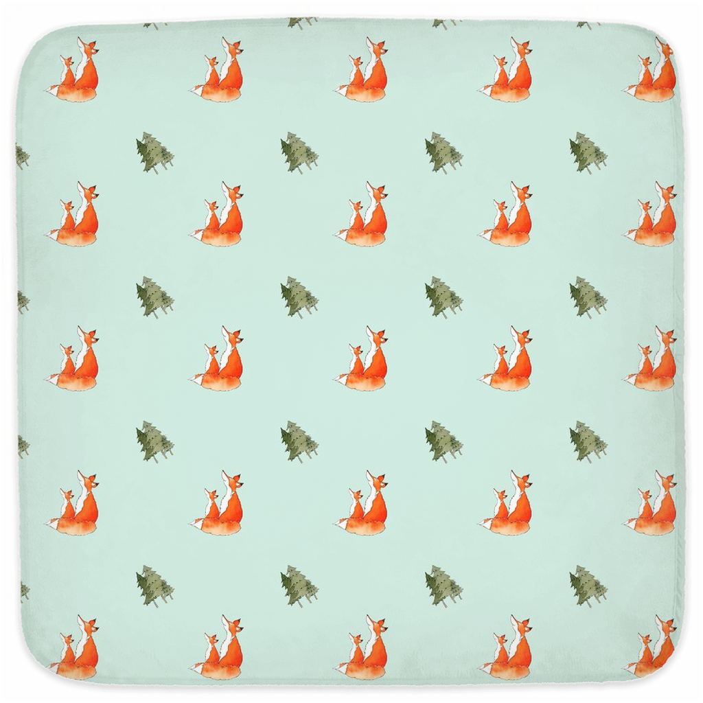 Fox and Trees Pattern Hooded Baby Towel (Green)