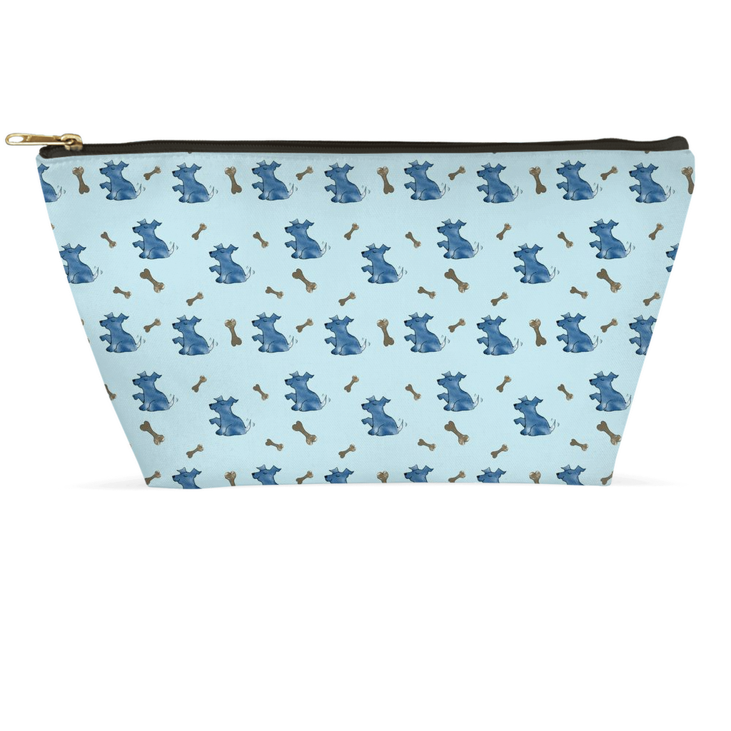 Simple Dog and Bone Pattern Accessory Pouch (Blue)