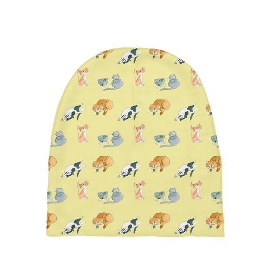 Cats Pattern Baby Beanie (Yellow)