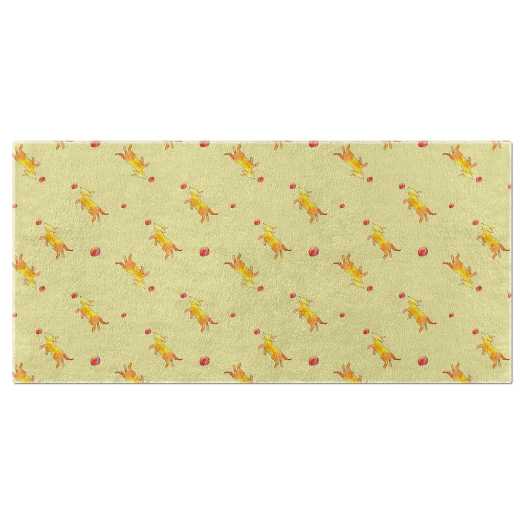 Playful Puppy Pattern Beach Towel (Yellow)