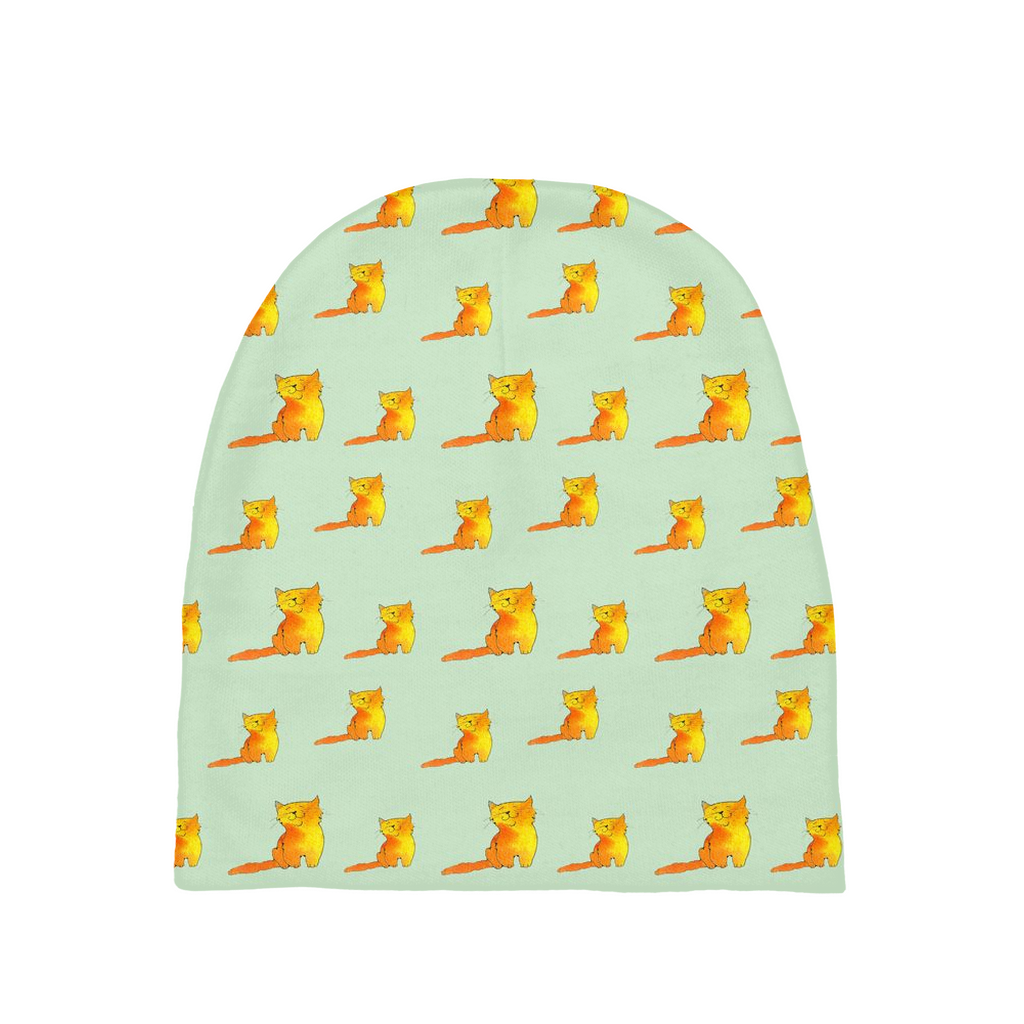 Happy Cat Pattern Baby Beanie (Green)