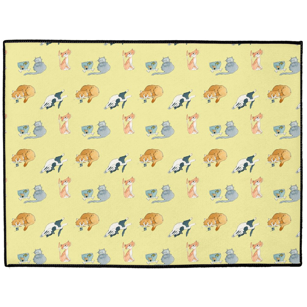 Cats Pattern Floor Mat (Yellow)
