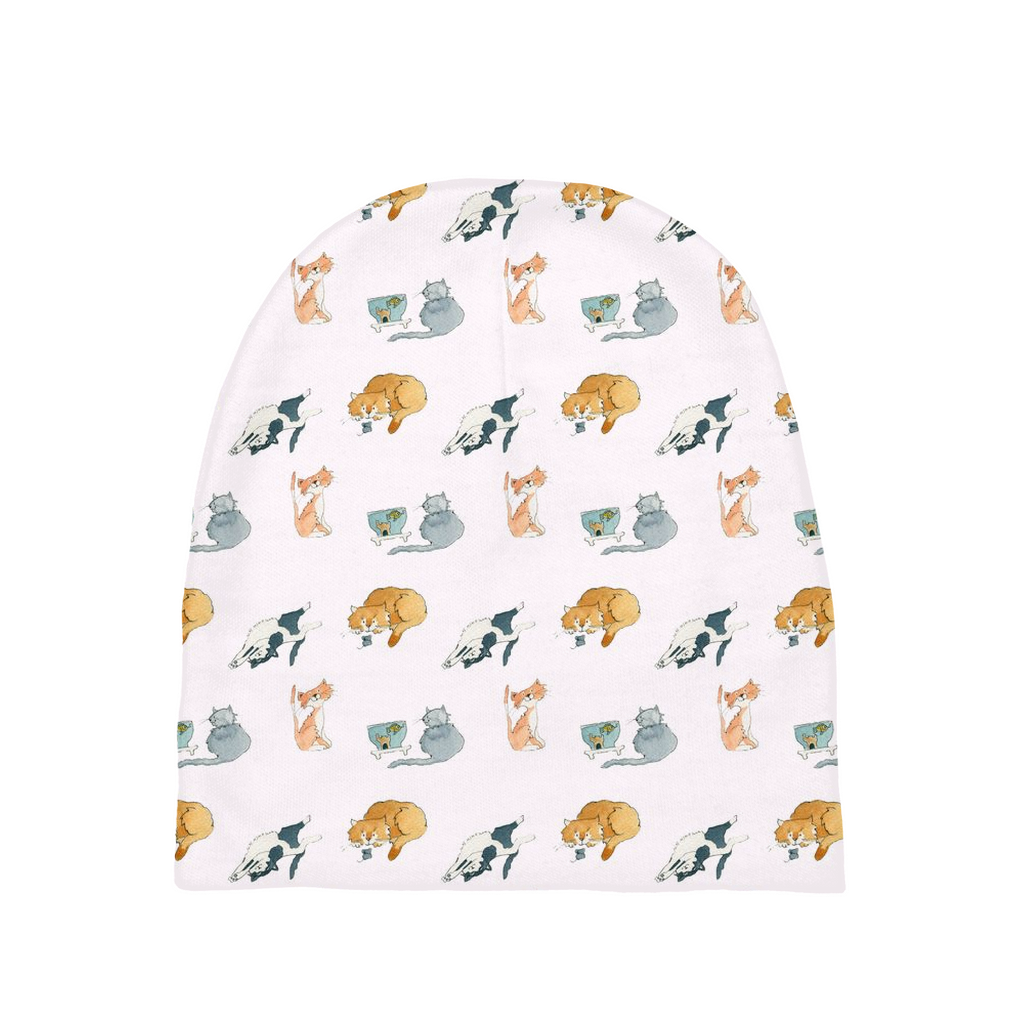 Cats Pattern Baby Beanie (White)