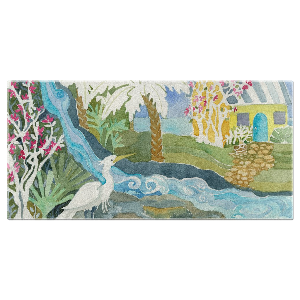 Snowy Egret Waterfall Beach Towel