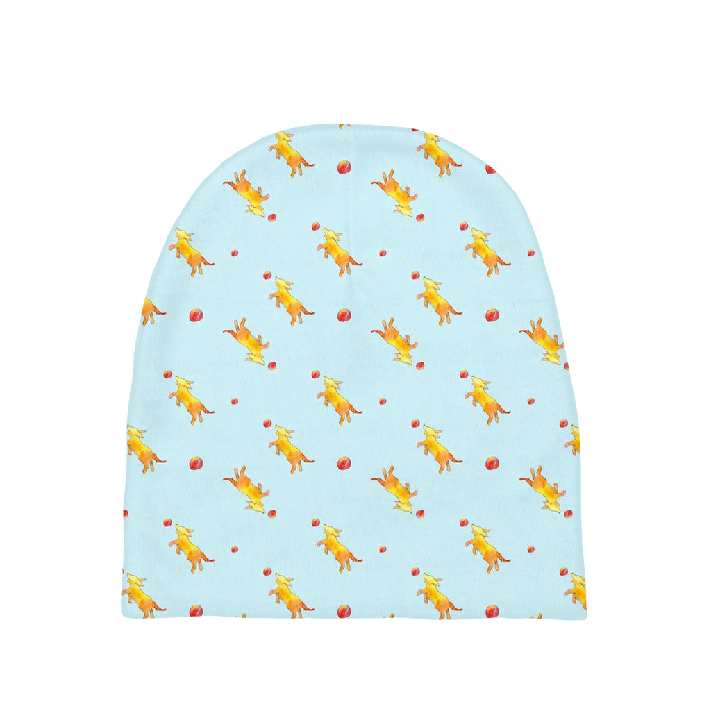 Playful Puppy Pattern Baby Beanie (Blue)