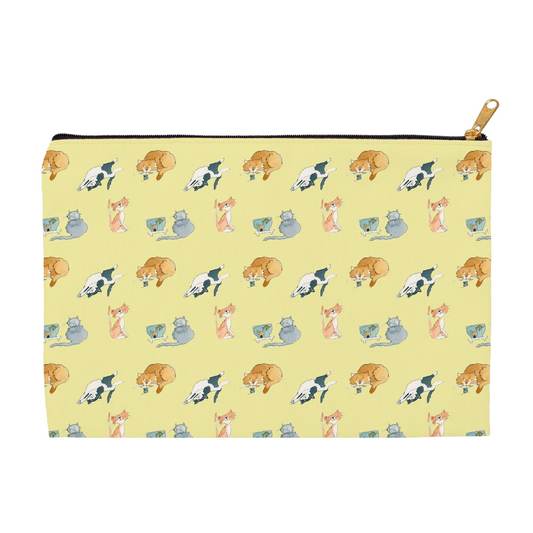 Cats Pattern Accessory Pouch (Yellow)
