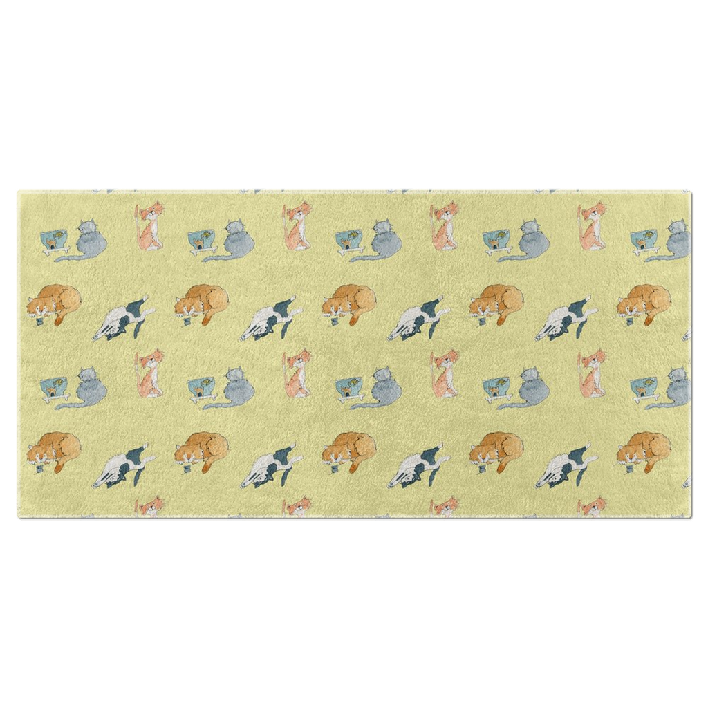 Cats Pattern Beach Towel (Yellow)