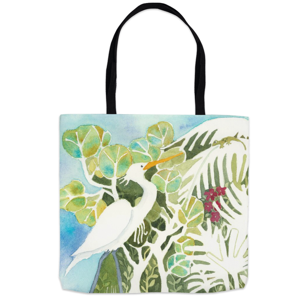 Snowy Egret and Gecko Tote Bag