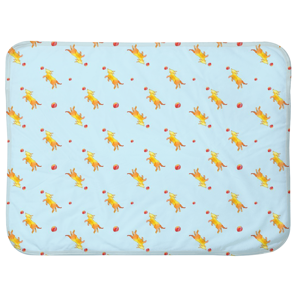 Playful Puppy Pattern Baby Sherpa Blanket (Blue)