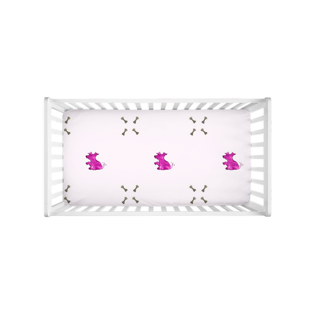 Simple Dog and Bone Pattern Crib Sheet (Pink)