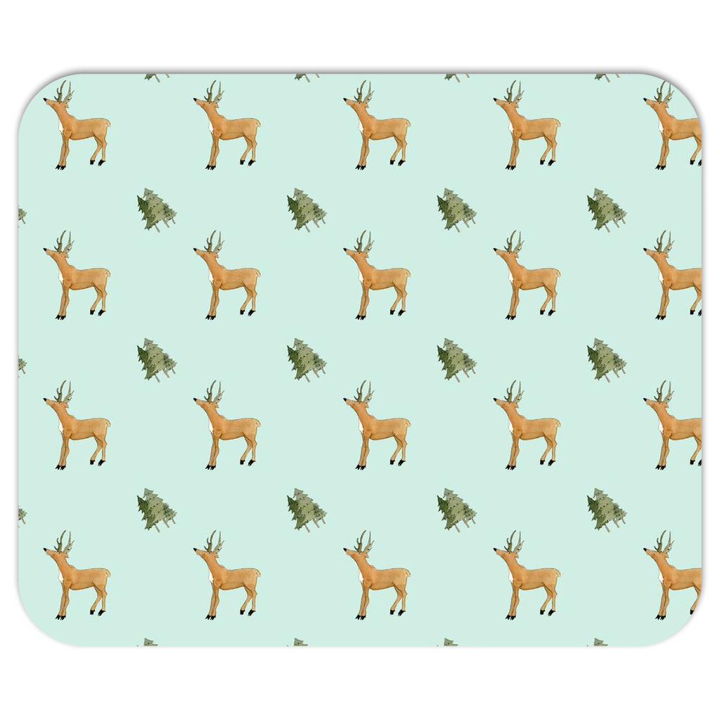 Deer and Trees Mousepad ( Light Green)
