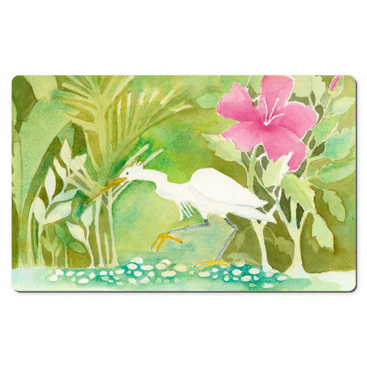 Snowy Egret Hunting Desk Mat
