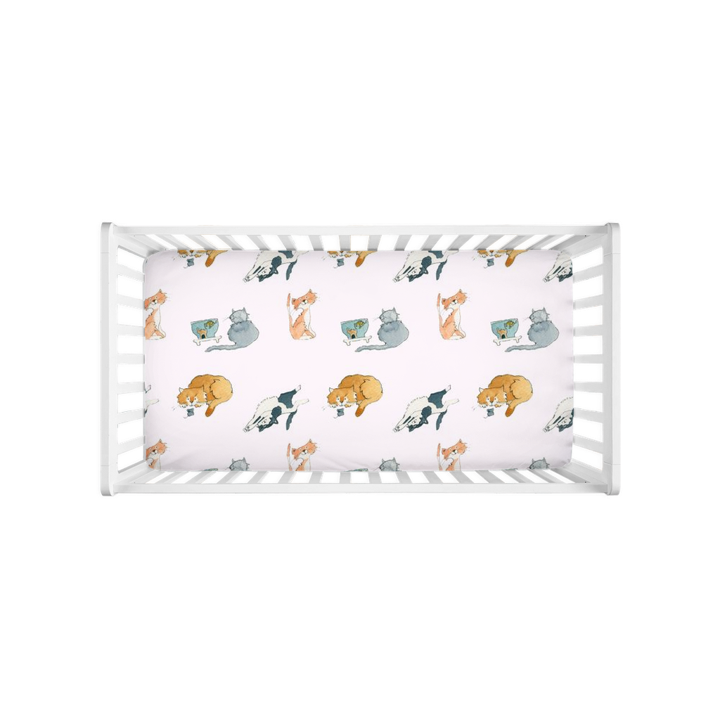 Cat sPattern Crib Sheet (Pink)