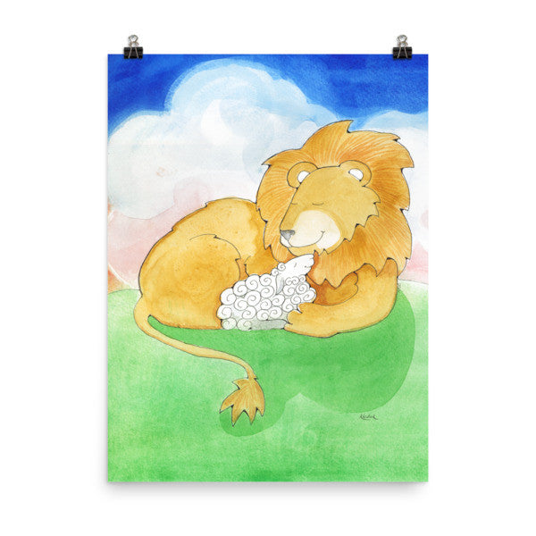 Lion and Lamb Photo Paper Poster
