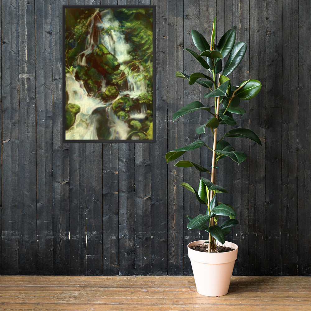 Forest Waterfall Framed Print