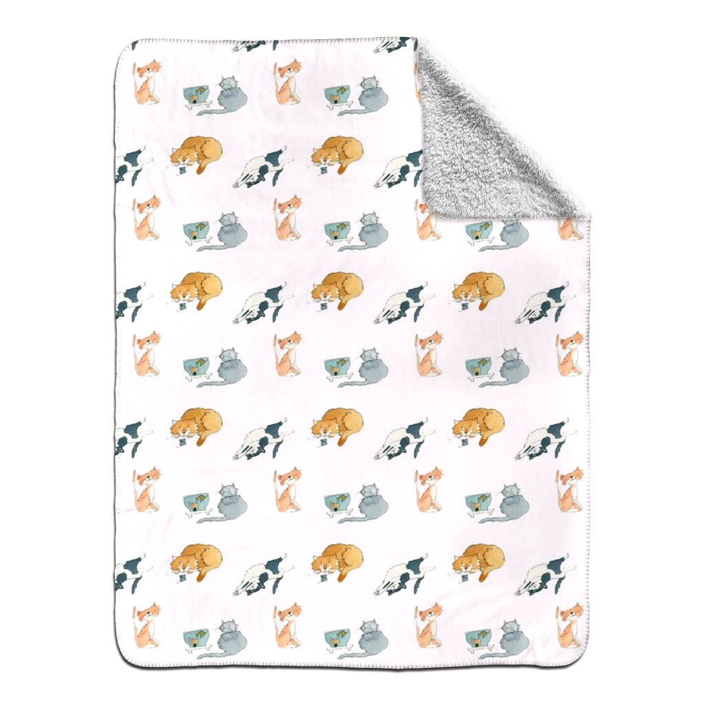 Cats Pattern Sherpa Blanket - (Pink)