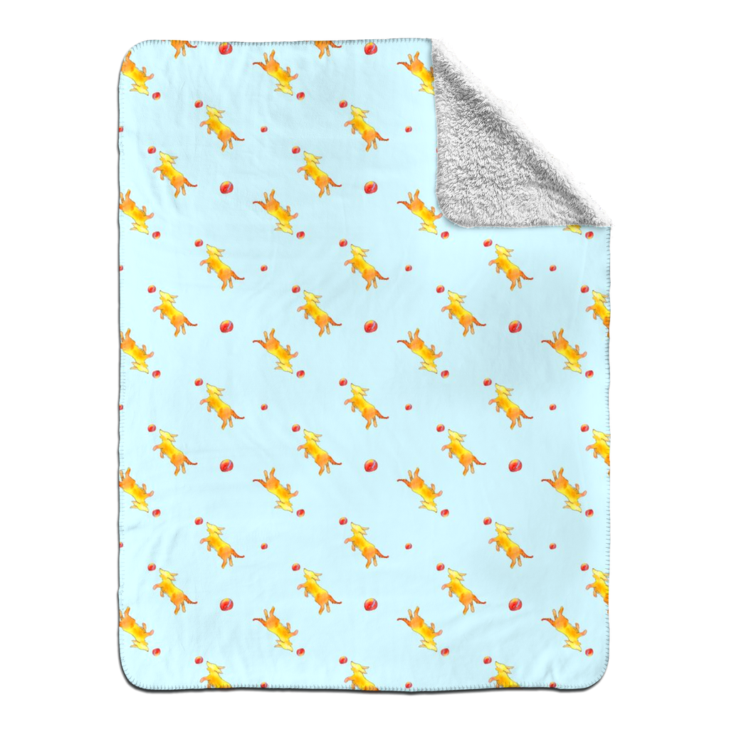 Fetch Pattern Sherpa Blanket (Blue)