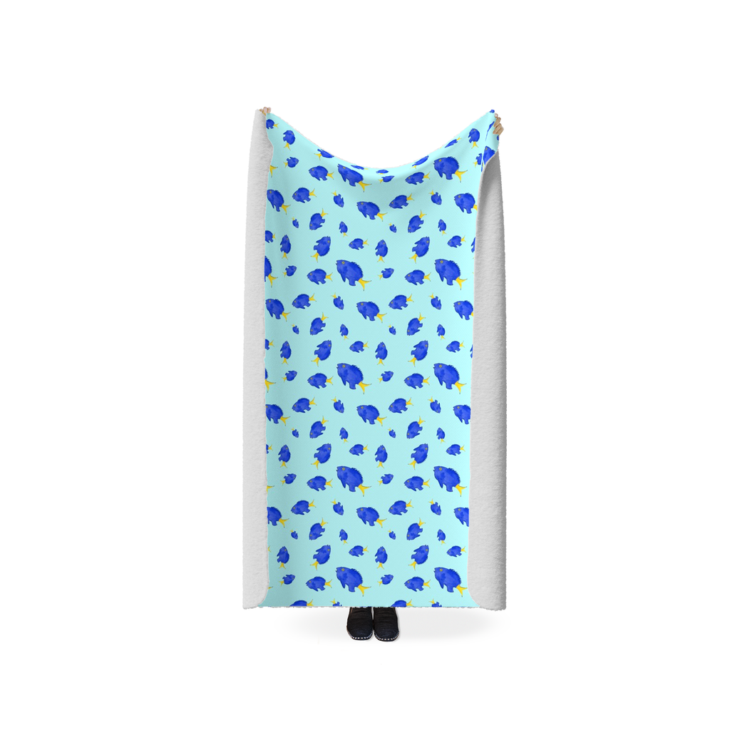 Yellowtail Fish Pattern Fleece Sherpa Blanket