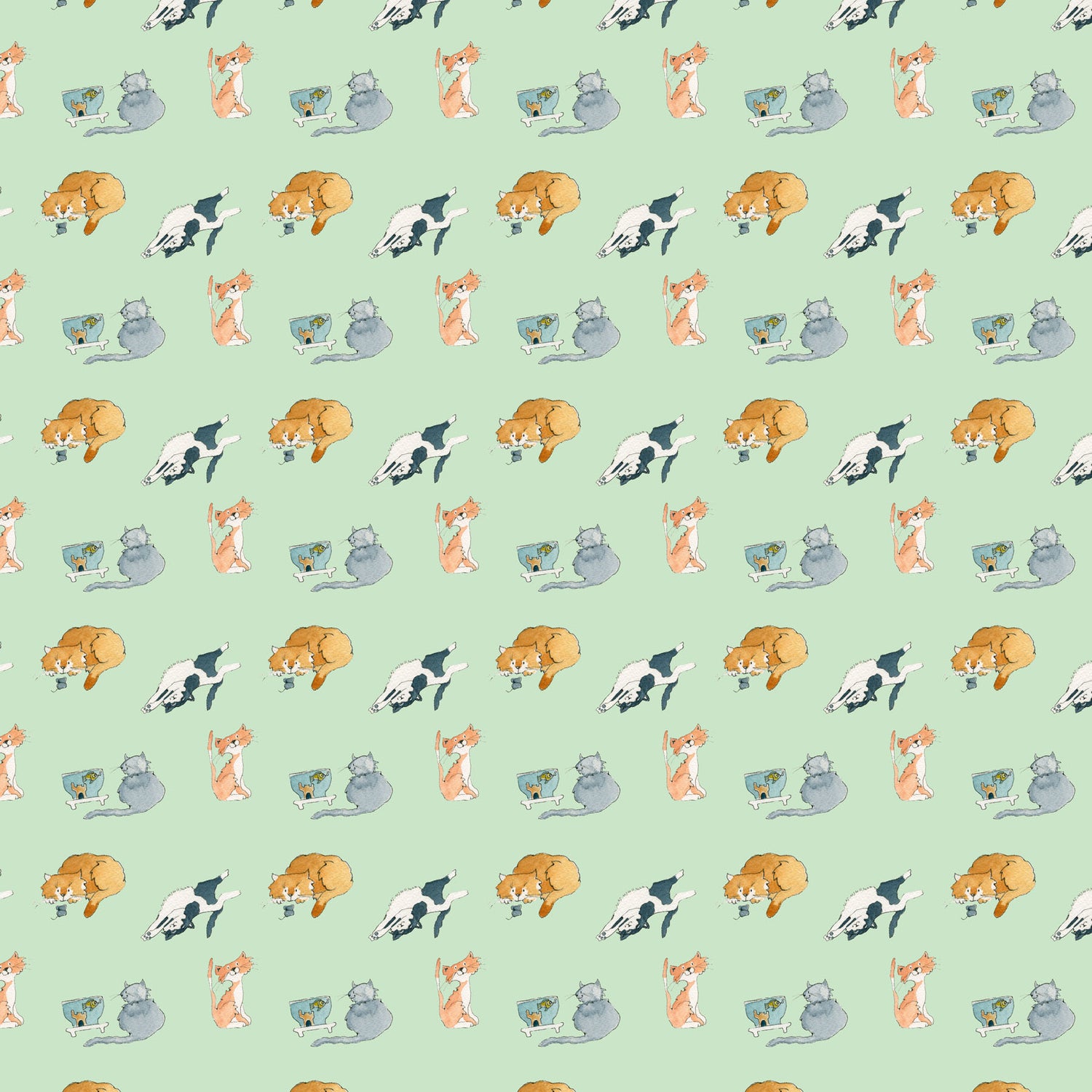 Green Cats Pattern
