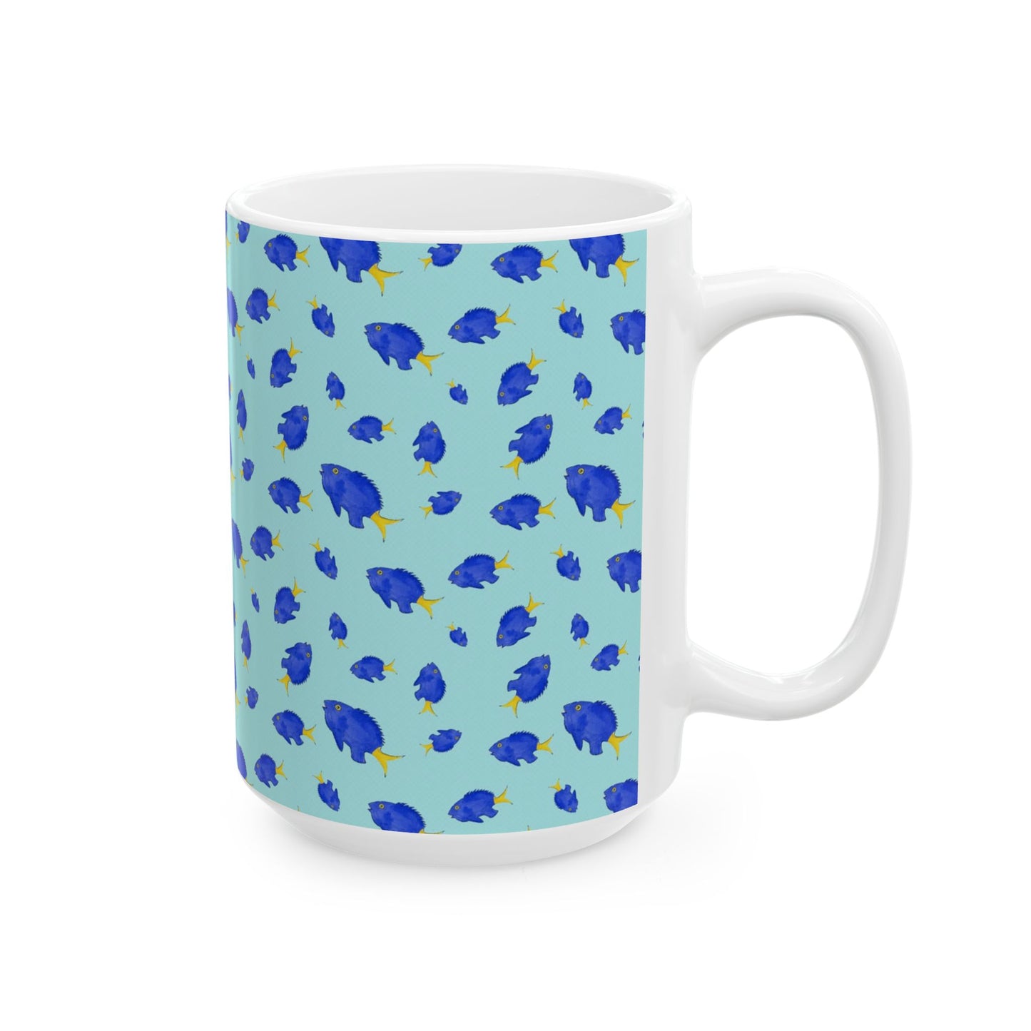 Yellowtail Fish Pattern Ceramic Mug