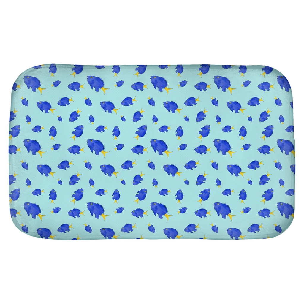Yellowtail Fish Pattern Bath Mat