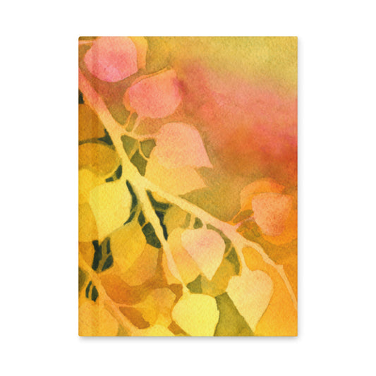 Golden Aspen hardcover journal, front cover with yellow and tangerine aspen leaves
