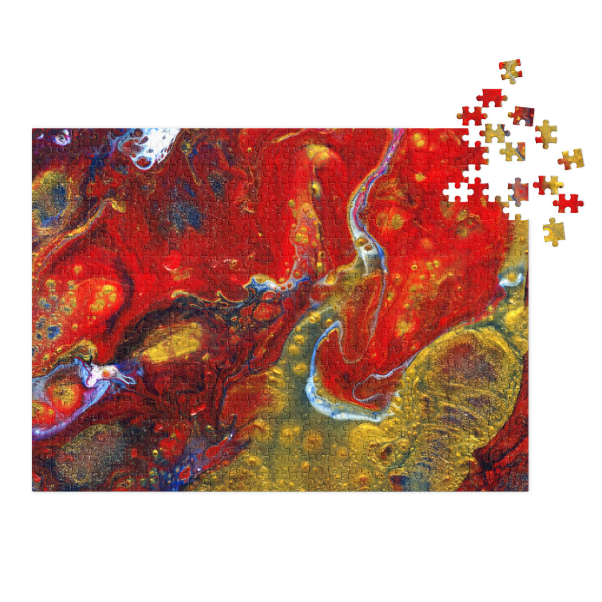 Lava Flow jigsaw puzzle with loose pieces at one corner