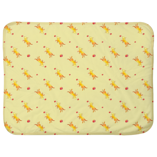 Playful Puppy Pattern Baby Sherpa Blanket (Yellow)