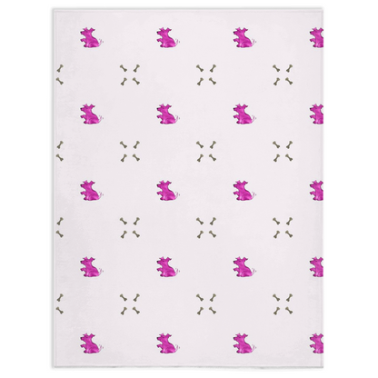 Dog and Diamond Bone Pattern Minky Blanket (Pink)