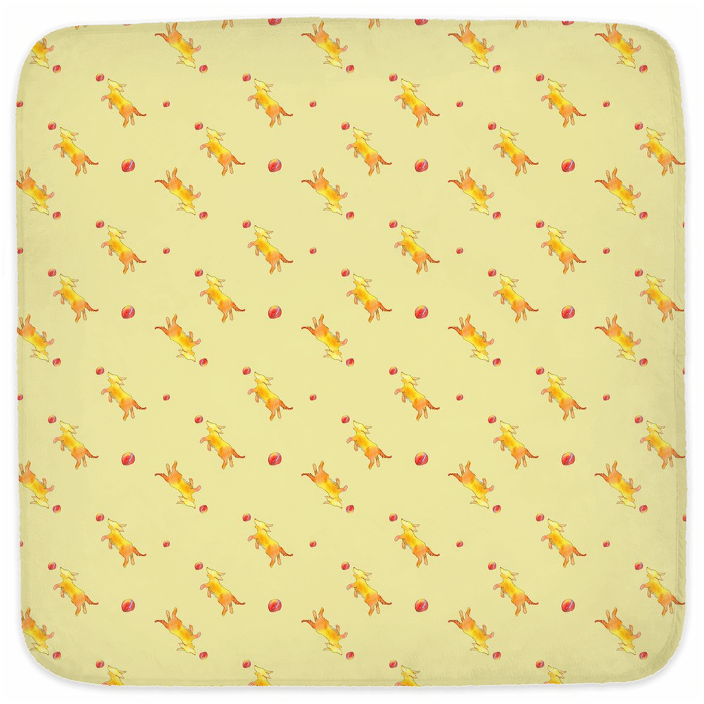 Playful Puppy Pattern Hooded Baby Towel (Yellow)