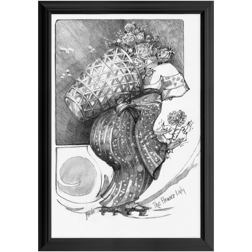 The Flower Lady with Basket Framed Print