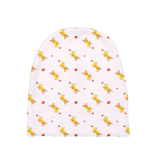 Playful Puppy Pattern Baby Beanie (Pink)